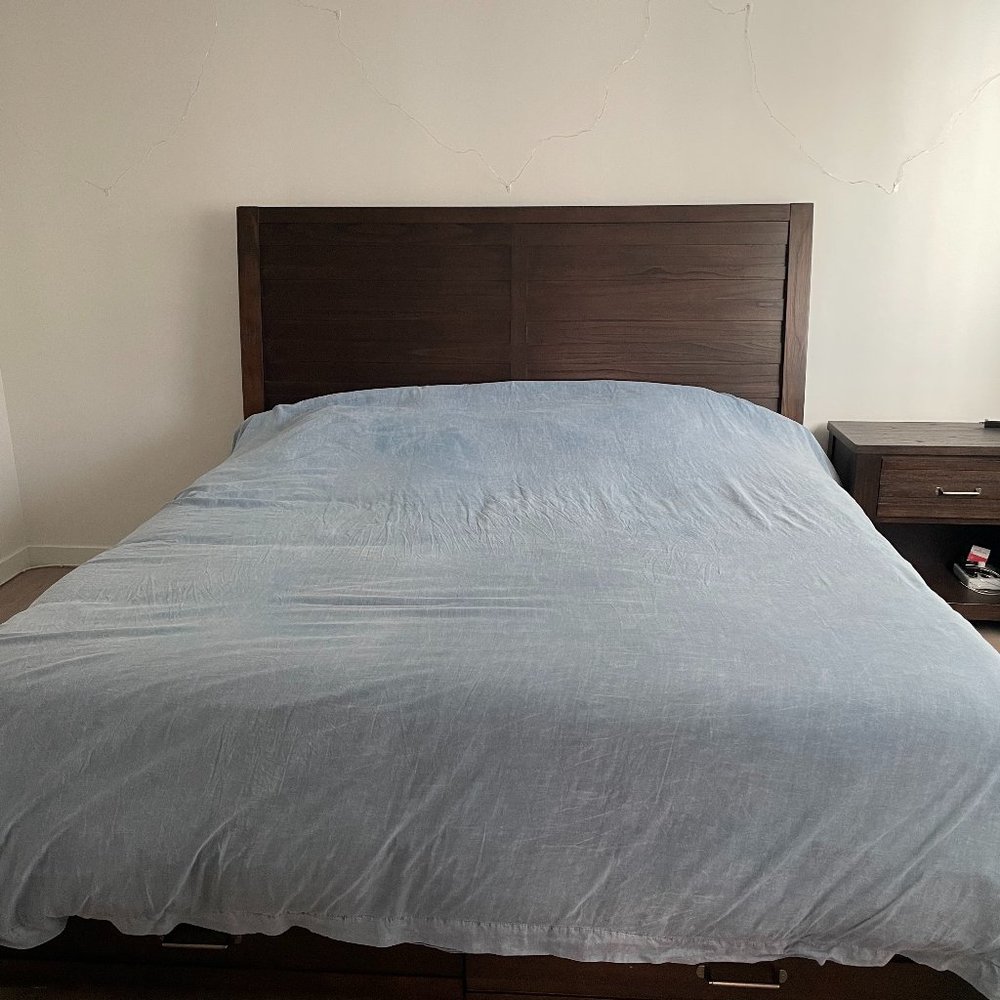 Anthropologie Embroidered Linen Blend Duvet Cover